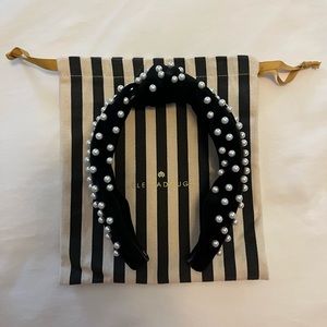 Lele Sadoughi Headband - black and white pearl regular width
